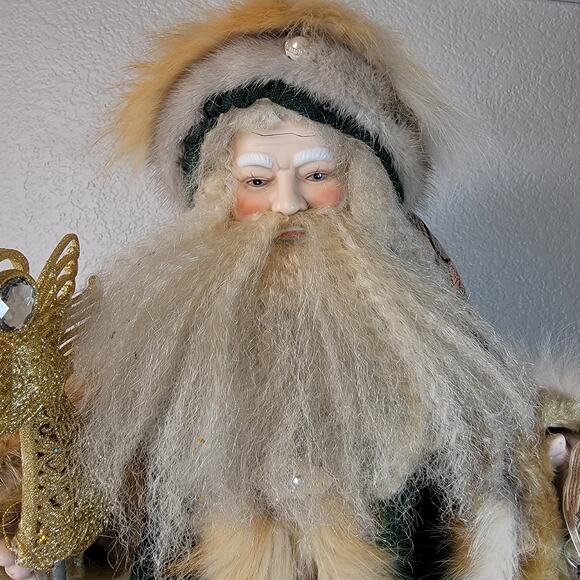 Old World Christmas Santa 24" Tree Table Topper Real Fur Lantern Works Vintage - Picture 10 of 16